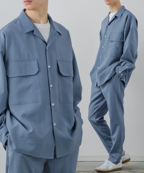 improves（インプローブス）の「ストレッチ CPOシャツジャケット＆テーパードパンツ セットアップ（セットアップ・メンズ・ブルーグレー/ラベンダー/クリーム/ブラック/グリーン・LARGE/MEDIUM）」の3枚目の写真