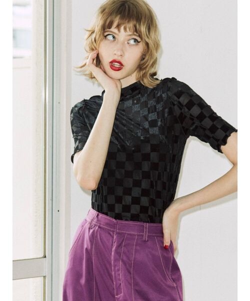 jouetie（ジュエティ）の「ハーフスリーブメローシアートップス（Tシャツ/カットソー・レディース・ブラック/オレンジ/その他1/その他2/クリア/グリーン/パープル/ブラウン・MEDIUM）」の11枚目の写真