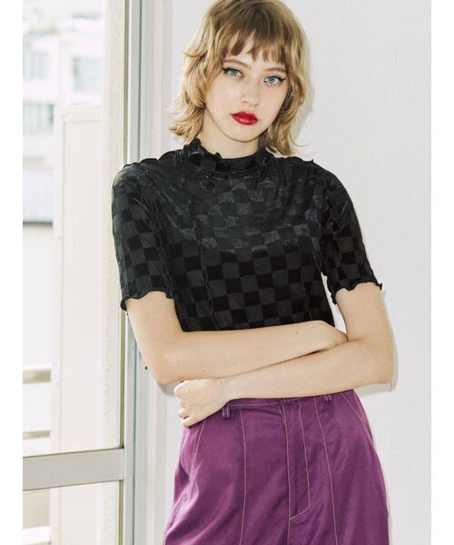 jouetie（ジュエティ）の「ハーフスリーブメローシアートップス（Tシャツ/カットソー・レディース・ブラック/オレンジ/その他1/その他2/クリア/グリーン/パープル/ブラウン・MEDIUM）」の12枚目の写真