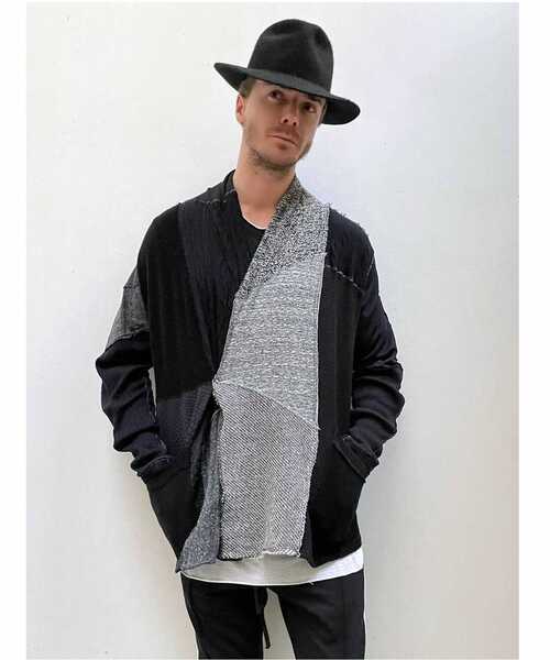 FranCisT_MOR.K.S.（フランシストモークス）の「FranCisT_MOR.K.S./フランシスト モークス/28PARTS GAUZE KNIT PATCHWORK CARDIGAN（カーディガン/ボレロ・メンズ・ホワイト/ブラック・3/2）」の3枚目の写真