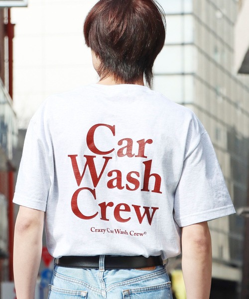 ROOPTOKYO(ループトウキョウ)の「Crazy Car Wash Crew/クレイジーカーウォッシュクルー CAR WASH CREW T-SHIRITS 半袖 オーバーサイズ ロゴTシャツ(Tシャツ/カットソー・メンズ・グリーン/アッシュグレー/ホワイト・M/XL/L)」の2枚目の写真