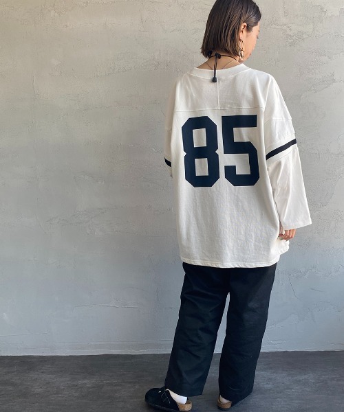 JEANS FACTORY Clothes（ジーンズファクトリークローズ）の「[Jeans Factory Clothes/ジーンズファクトリークローズ] ヘビーウェイト ビッグシルエットフットボールTシャツ（Tシャツ/カットソー・レディース・ホワイト/レッド/ネイビー/ブラック・M/L）」の18枚目の写真