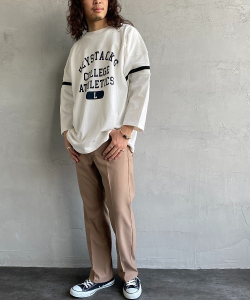 JEANS FACTORY Clothes（ジーンズファクトリークローズ）の「[Jeans Factory Clothes/ジーンズファクトリークローズ] ヘビーウェイト ビッグシルエットフットボールTシャツ（Tシャツ/カットソー・レディース・ホワイト/レッド/ネイビー/ブラック・M/L）」の5枚目の写真