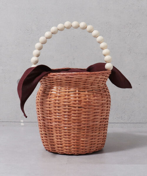 COTTO（コトゥー）の「【COTTO/コット】ビーズハンドルラタンバスケット（かごバッグ・レディース・ブラウン・FREE）」の3枚目の写真