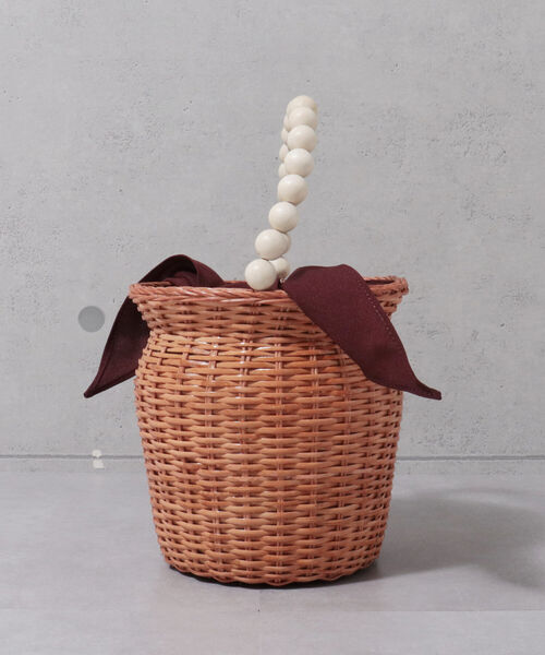 COTTO（コトゥー）の「【COTTO/コット】ビーズハンドルラタンバスケット（かごバッグ・レディース・ブラウン・FREE）」の4枚目の写真