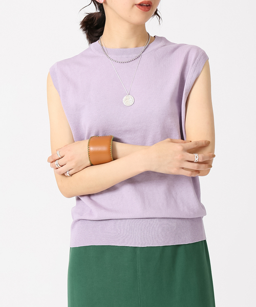 IENA（イエナ）の「コットン麻ノースリーブプルオーバー（ニット/セーター・レディース・グレー/パープル/ホワイト/イエロー/ベージュ・FREE）」の4枚目の写真