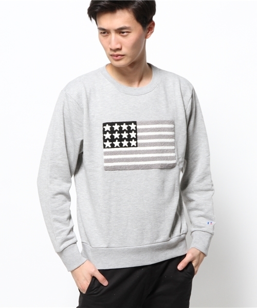CIAOPANIC（チャオパニック）の「【RUSSELL】星条旗スウェット（スウェット・メンズ・グレー/ブラック/ホワイト・MEDIUM/LARGE/SMALL）」の3枚目の写真