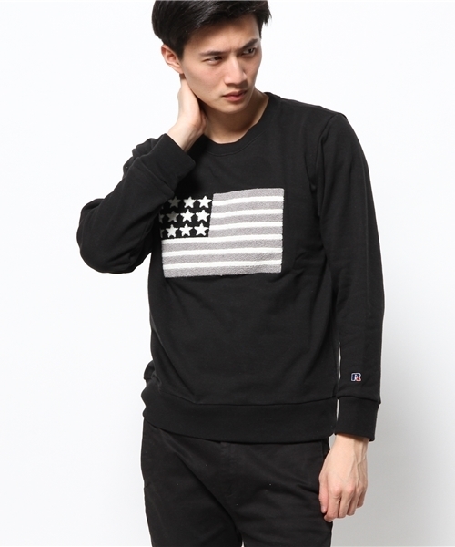 CIAOPANIC（チャオパニック）の「【RUSSELL】星条旗スウェット（スウェット・メンズ・グレー/ブラック/ホワイト・MEDIUM/LARGE/SMALL）」の2枚目の写真