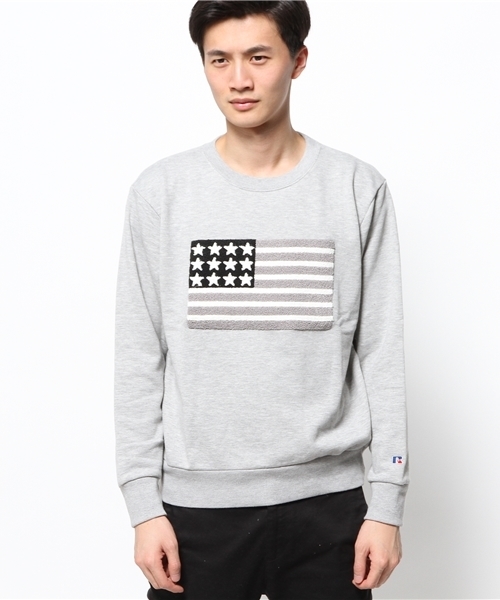 CIAOPANIC（チャオパニック）の「【RUSSELL】星条旗スウェット（スウェット・メンズ・グレー/ブラック/ホワイト・MEDIUM/LARGE/SMALL）」の4枚目の写真