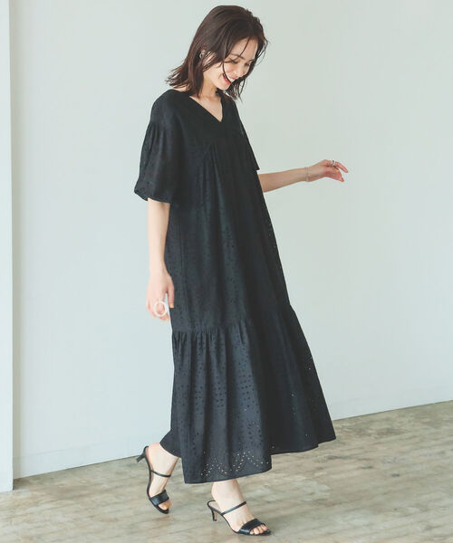 B:MING by BEAMS（ビーミングバイビームス）の「B:MING by BEAMS / カットワーク刺繍 ワンピース 22SS（ワンピース・レディース・ブラック/オフホワイト・SMALL/MEDIUM）」の18枚目の写真