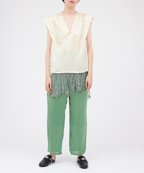 PONTI（ポンティ）の「PONTI Cupra Sleeveless Top（Tシャツ/カットソー・レディース・ブラック/ベージュ・FREE）」の5枚目の写真