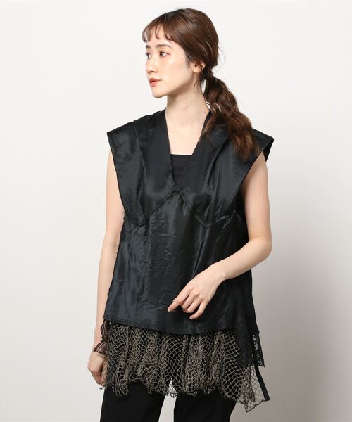 PONTI（ポンティ）の「PONTI Cupra Sleeveless Top（Tシャツ/カットソー・レディース・ブラック/ベージュ・FREE）」の9枚目の写真