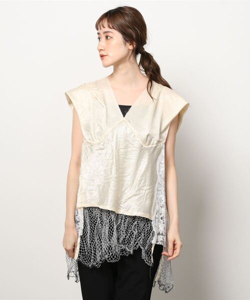 PONTI（ポンティ）の「PONTI Cupra Sleeveless Top（Tシャツ/カットソー・レディース・ブラック/ベージュ・FREE）」の8枚目の写真