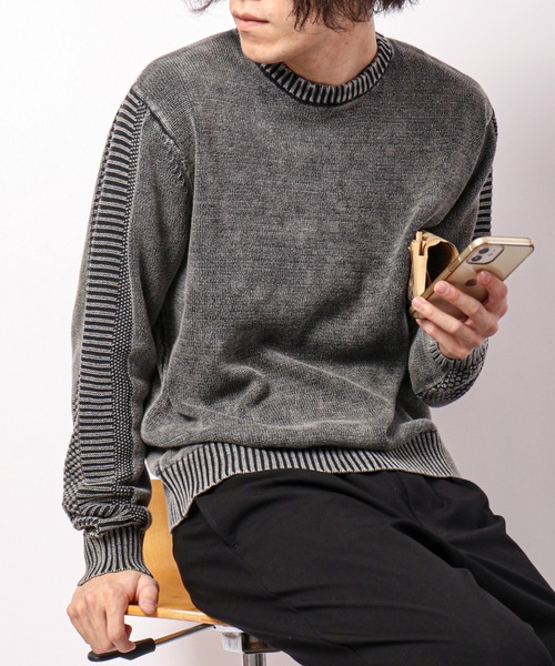 コットンジャガードロングスリーブニット