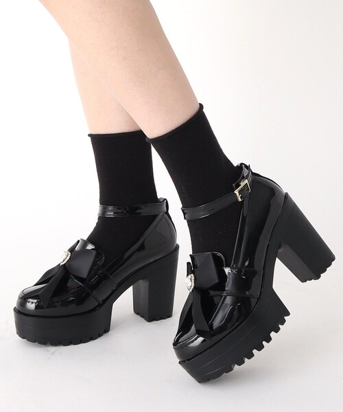 cs T&P（シーエスティーアンドピー）の「【残りわずか】キラキラリボン付き厚底パンプス（パンプス・レディース・ブラック系1/ダークブラウン系1/ワイン系3・S/M/L/LL）」の10枚目の写真