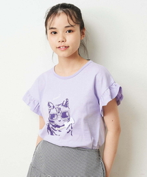 a.v.v（アーヴェヴェ）の「[140-150]フリルスリーブアソートモチーフTシャツ（Tシャツ/カットソー・キッズ）」