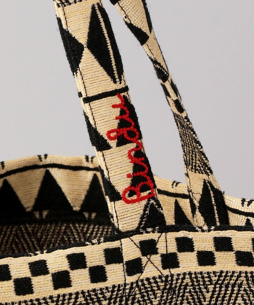 FREAK'S STORE（フリークスストア）の「【WEB限定】Bindu/ビンドゥー　キカ柄ジャガードTOTE BAG（ショルダーバッグ・レディース・ブラック/ナチュラル・ONE SIZE）」の8枚目の写真