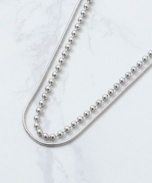 le.coeur blanc（ルクールブラン）の「ミックスチェーン2連ネックレス（ネックレス・レディース・シルバー/ゴールド・FREE）」の6枚目の写真