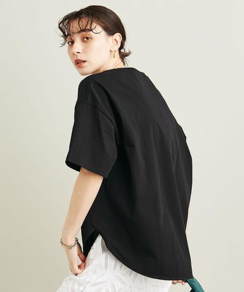 BEAUTY&YOUTH UNITED ARROWS（ビューティーアンドユースユナイテッドアローズ）の「BY コットン ラウンドヘム ショートスリーブカットソー（Tシャツ/カットソー・レディース・その他2/その他1/ホワイト/ブラック・FREE）」の6枚目の写真