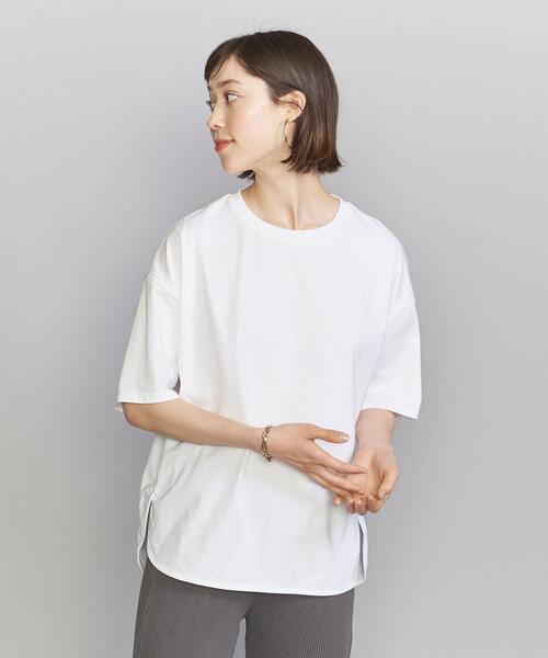 ユナイテッドアローズ　コットンフレアショートスリーブ　カットソー　ブラック コットンフリル ショートスリーブカットソー（Tシャツ