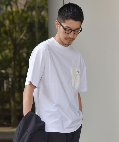 SHIPS(シップス)の「SHIPS:〈遮熱/UVカット/吸水速乾/接触冷感〉SHELTECH(R) フラップポケット Tシャツ(Tシャツ/カットソー・メンズ・ホワイト/ブラック/ブルー・SMALL/MEDIUM/LARGE/X-LARGE)」の6枚目の写真