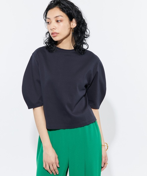 Whim Gazette(ウィムガゼット)の「【WEB限定】袖ボリュームTシャツ(Tシャツ/カットソー・レディース・ネイビー/オフホワイト・FREE)」の11枚目の写真