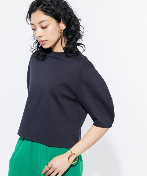 Whim Gazette(ウィムガゼット)の「【WEB限定】袖ボリュームTシャツ(Tシャツ/カットソー・レディース・ネイビー/オフホワイト・FREE)」の6枚目の写真