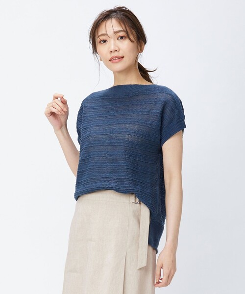 J.PRESS(ジェイプレス)の「【洗える】ヘンプレイヤード ニット(ニット/セーター・レディース・オレンジ系/ネイビー系/ベージュ系・F)」の1枚目の写真