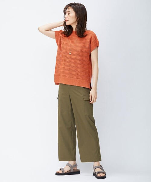 J.PRESS(ジェイプレス)の「【洗える】ヘンプレイヤード ニット(ニット/セーター・レディース・オレンジ系/ネイビー系/ベージュ系・F)」の4枚目の写真