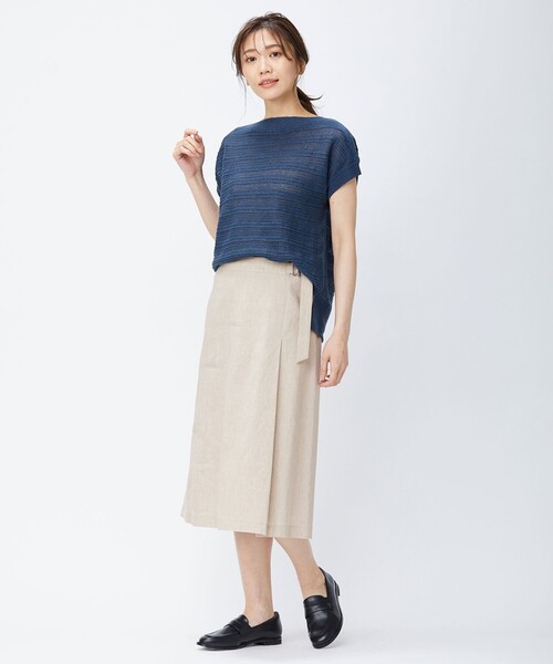 J.PRESS(ジェイプレス)の「【洗える】ヘンプレイヤード ニット(ニット/セーター・レディース・オレンジ系/ネイビー系/ベージュ系・F)」の6枚目の写真