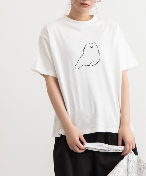 POU DOU DOU（プードゥドゥ）の「アニマルチェーン刺繍Tee（Tシャツ/カットソー・レディース・ブラック/オフホワイト/ライトベージュ・3）」の2枚目の写真