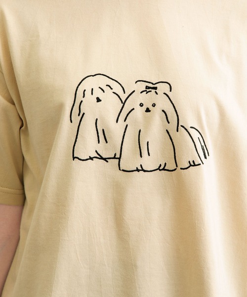 POU DOU DOU（プードゥドゥ）の「アニマルチェーン刺繍Tee（Tシャツ/カットソー・レディース・ブラック/オフホワイト/ライトベージュ・3）」の9枚目の写真