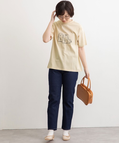 POU DOU DOU（プードゥドゥ）の「アニマルチェーン刺繍Tee（Tシャツ/カットソー・レディース・ブラック/オフホワイト/ライトベージュ・3）」の14枚目の写真