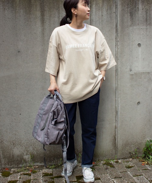 ALL ORDINARIES（オールオーディナリーズ）の「ARMEE FRANCAISEオーバーTシャツ（Tシャツ/カットソー・レディース・ホワイト/ブラック/ストーン/アーミー・XS/M）」の17枚目の写真