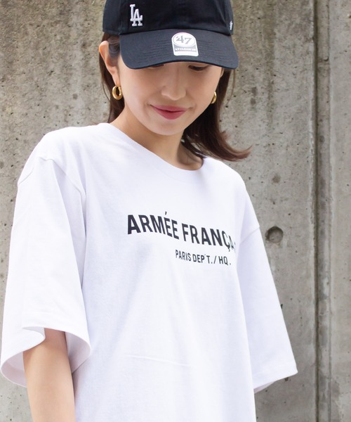 ALL ORDINARIES（オールオーディナリーズ）の「ARMEE FRANCAISEオーバーTシャツ（Tシャツ/カットソー・レディース・ホワイト/ブラック/ストーン/アーミー・XS/M）」の14枚目の写真