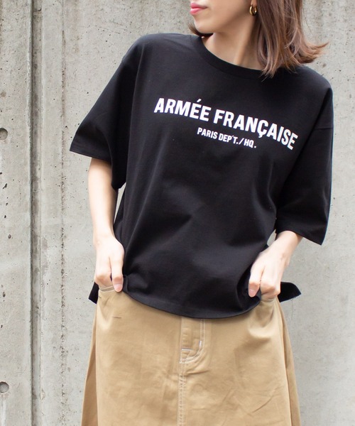 ALL ORDINARIES（オールオーディナリーズ）の「ARMEE FRANCAISEオーバーTシャツ（Tシャツ/カットソー・レディース・ホワイト/ブラック/ストーン/アーミー・XS/M）」の16枚目の写真
