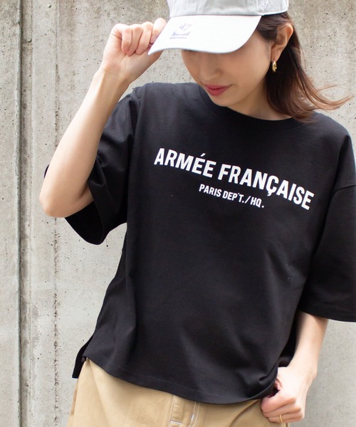 ALL ORDINARIES（オールオーディナリーズ）の「ARMEE FRANCAISEオーバーTシャツ（Tシャツ/カットソー・レディース・ホワイト/ブラック/ストーン/アーミー・XS/M）」の5枚目の写真