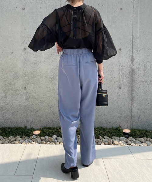 select MOCA by misato（セレクトモカバイミサト）の「フロントタックストレートワイドパンツ（スラックス・レディース・カーキ/ブルー/アイボリー・FREE）」の16枚目の写真