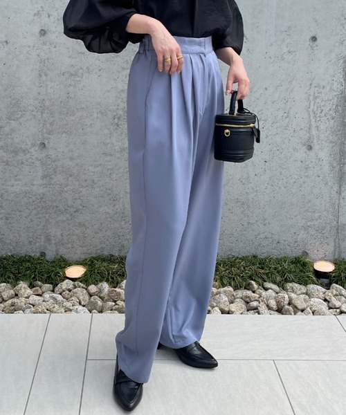 select MOCA by misato（セレクトモカバイミサト）の「フロントタックストレートワイドパンツ（スラックス・レディース・カーキ/ブルー/アイボリー・FREE）」の20枚目の写真