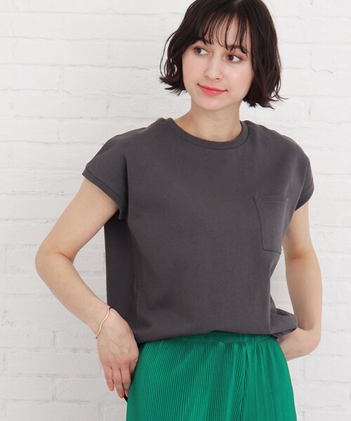 Cutie Blonde（キューティーブロンド）の「◆【S-L】フレンチ袖ポケットTシャツ（Tシャツ/カットソー・レディース・ブルー/オフホワイト/グレー系その他/ダークオレンジ・03/02/01）」の2枚目の写真