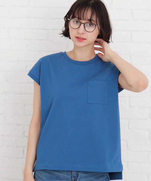 Cutie Blonde（キューティーブロンド）の「◆【S-L】フレンチ袖ポケットTシャツ（Tシャツ/カットソー・レディース・ブルー/オフホワイト/グレー系その他/ダークオレンジ・03/02/01）」の3枚目の写真