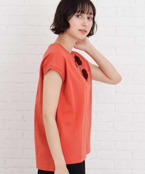 Cutie Blonde（キューティーブロンド）の「◆【S-L】フレンチ袖ポケットTシャツ（Tシャツ/カットソー・レディース・ブルー/オフホワイト/グレー系その他/ダークオレンジ・03/02/01）」の4枚目の写真
