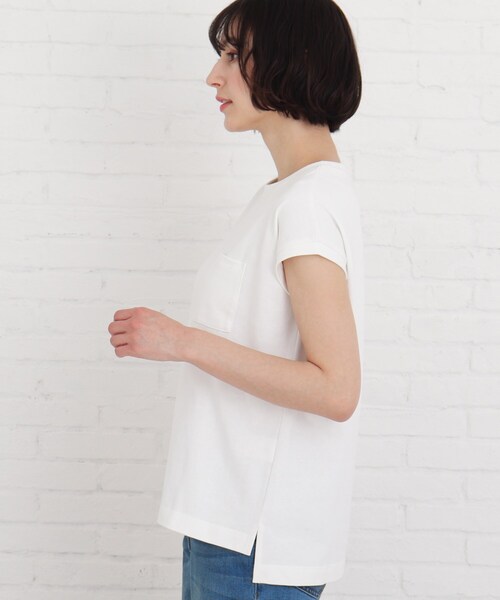 Cutie Blonde（キューティーブロンド）の「◆【S-L】フレンチ袖ポケットTシャツ（Tシャツ/カットソー・レディース・ブルー/オフホワイト/グレー系その他/ダークオレンジ・03/02/01）」の6枚目の写真