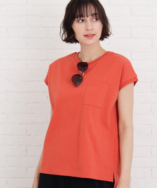 Cutie Blonde（キューティーブロンド）の「◆【S-L】フレンチ袖ポケットTシャツ（Tシャツ/カットソー・レディース・ブルー/オフホワイト/グレー系その他/ダークオレンジ・03/02/01）」の18枚目の写真