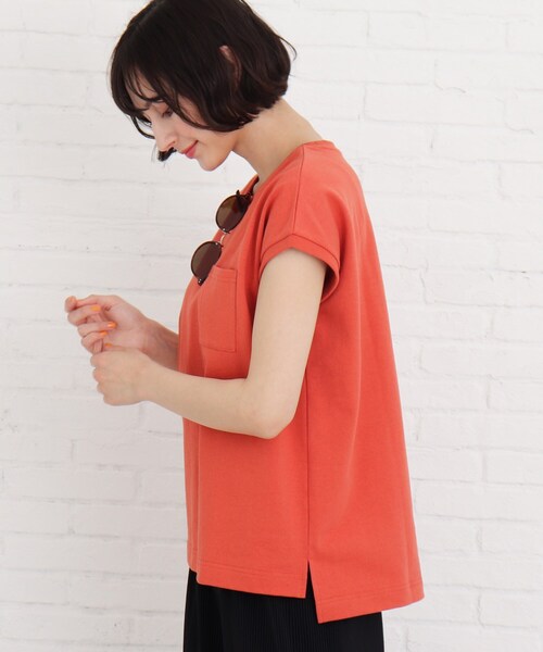 Cutie Blonde（キューティーブロンド）の「◆【S-L】フレンチ袖ポケットTシャツ（Tシャツ/カットソー・レディース・ブルー/オフホワイト/グレー系その他/ダークオレンジ・03/02/01）」の19枚目の写真