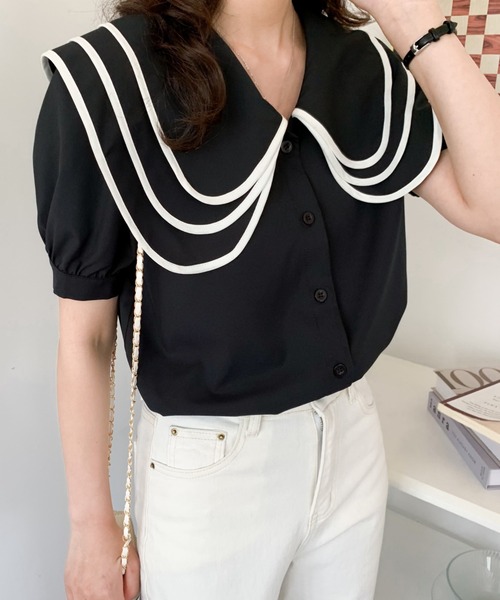 ABITOKYO(アビトーキョー)の「セーラーカラーパイピングブラウス(シャツ/ブラウス・レディース・ホワイト/ブラック・M/S)」の20枚目の写真