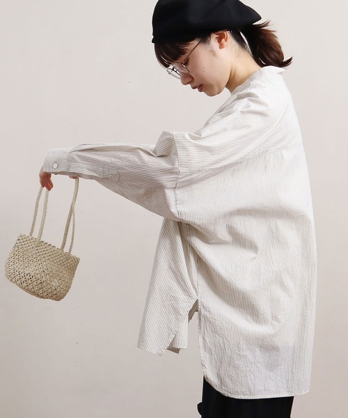 【試着のみ】フィグロンドン　Franklin　shirt 　ブルー fig London（フィグロンドン）の「Franklin shirt（シャツ