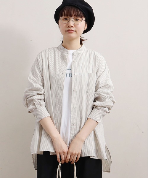 fig Ｌondon（フィグロンドン）の「Franklin　shirt（シャツ/ブラウス・レディース・ホワイト×ブラック/ホワイト×ブルー・FREE）」の5枚目の写真