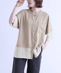 n'OrLABEL | 『バンドカラーシアー切替シャツ』(シャツ/ブラウス)