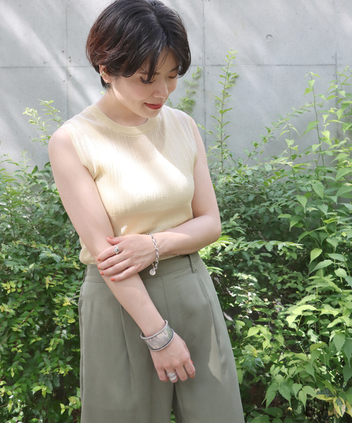 B.C STOCK(ベーセーストック)の「シースルーニットリブトップス(ニット/セーター・レディース・ブラック/アイボリー/グリーン・FREE)」の8枚目の写真